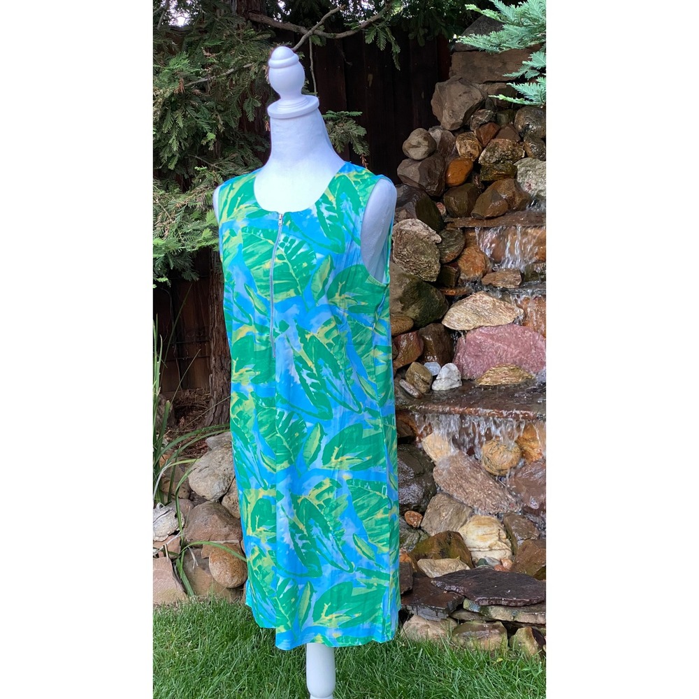 Banana Boat Sundress Size Medium Blue Green Leaf UPF 50+ New With Tags - Picture 7 of 9